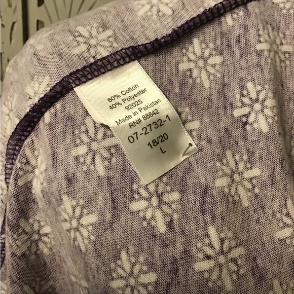 WOMAN WITHIN PRETTY PURPLE & WHITE FLOWER DESIGN COTTON MID SLEEVE PLUS TOP - Picture 8 of 8